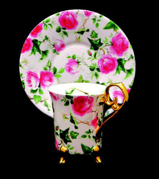 Pink Chintz Footed Demitasse