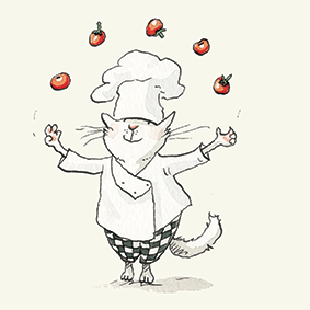 Juggling Tomatoes Small Kitchen Tile